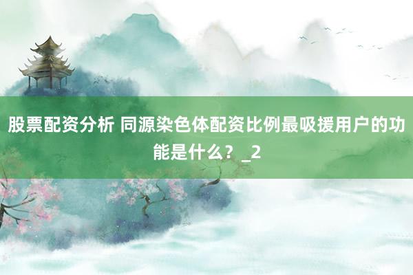 股票配资分析 同源染色体配资比例最吸援用户的功能是什么？_2