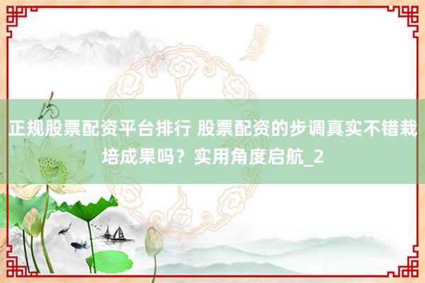 正规股票配资平台排行 股票配资的步调真实不错栽培成果吗？实用角度启航_2